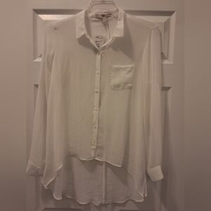 NWT Forever 21 High Low White Sheer Long Sleeve